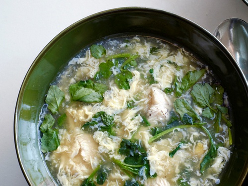 Chicken soup with eggs