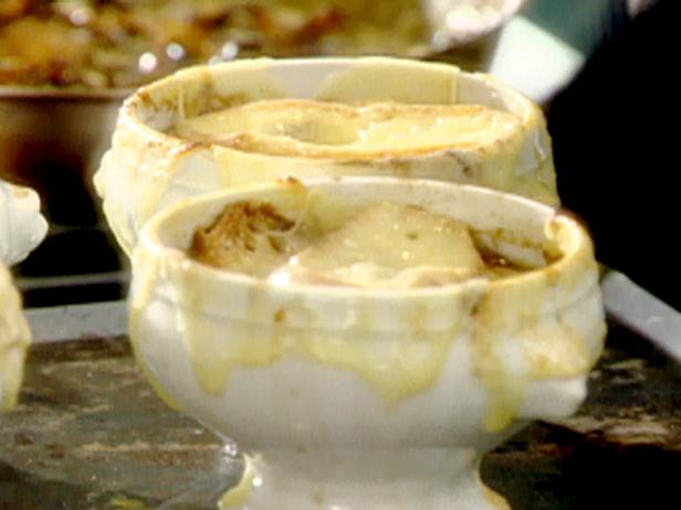 French onion soup with cheese croutons
