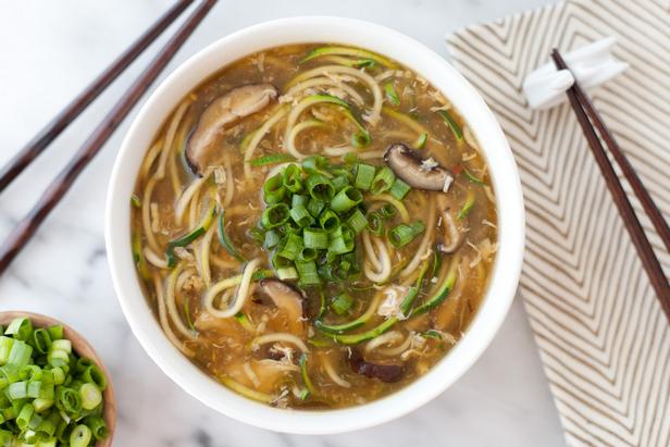 Japanese mushroom soup with egg noodles