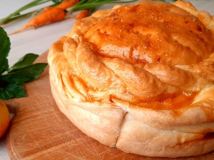 Pie with feta cheese and cheese