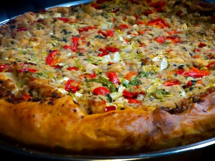 Lazy pie with minced meat and cabbage