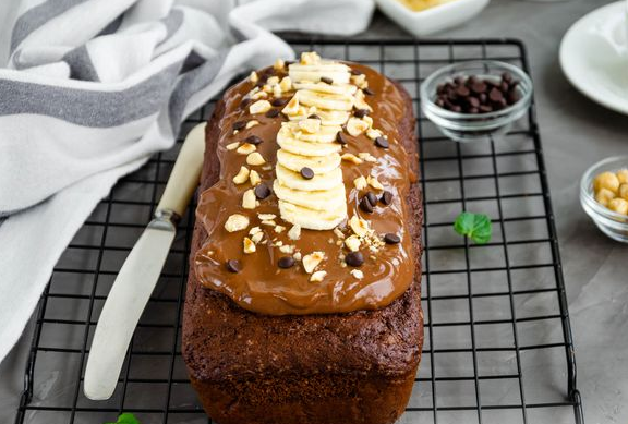 Chocolate banana cake with sour cream