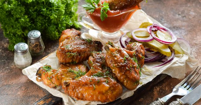 Chicken wings baked in lemon soy marinade