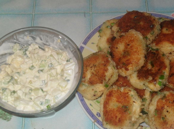 Tasty Potato cutlets with salad