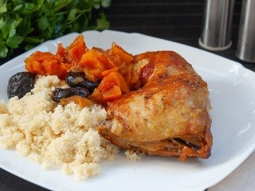Chicken with pumpkin in a slow cooker