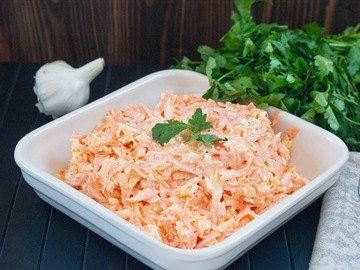 Carrot salad with cheese and eggs