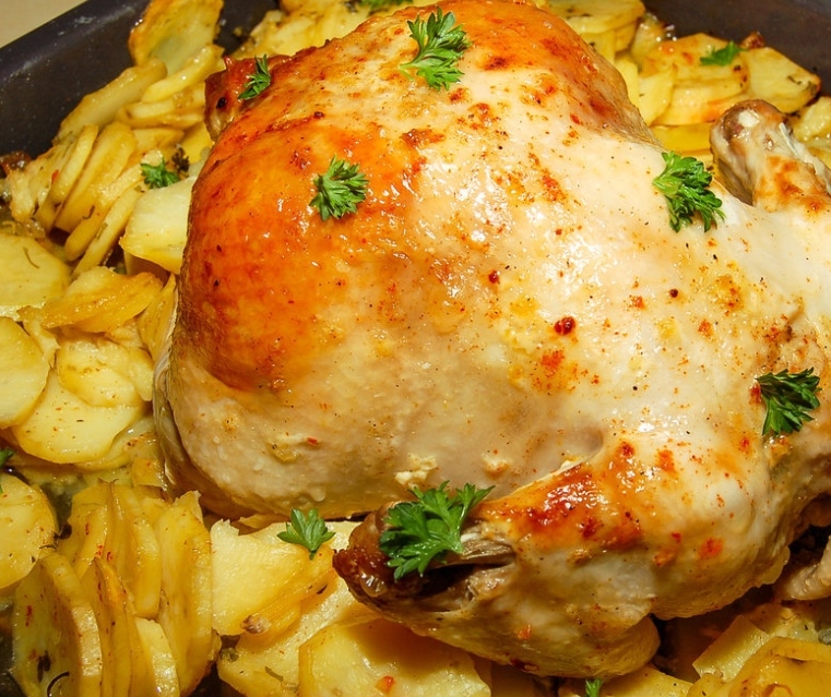 Chicken baked with potatoes