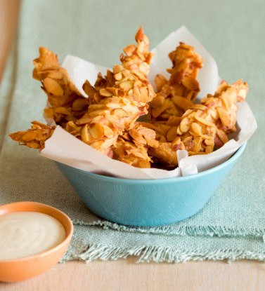 Almond Breaded Chicken Bites with Brown Rice