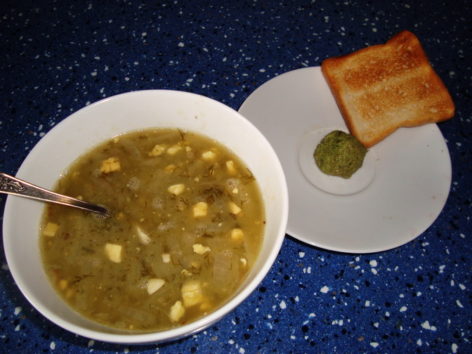 Sorrel soup and stalk pesto