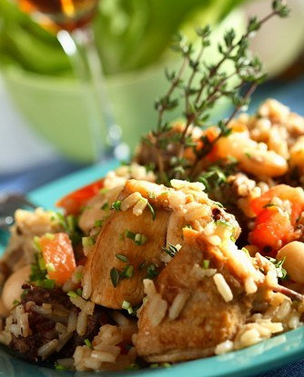 Chicken in beer with rice