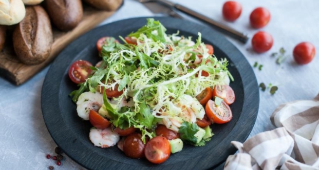 Shrimp Salad with Avocado and Wasabi Cucumber Sauce