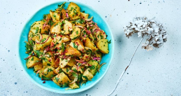 Potato Salad with Porcini Mushrooms and red Onions