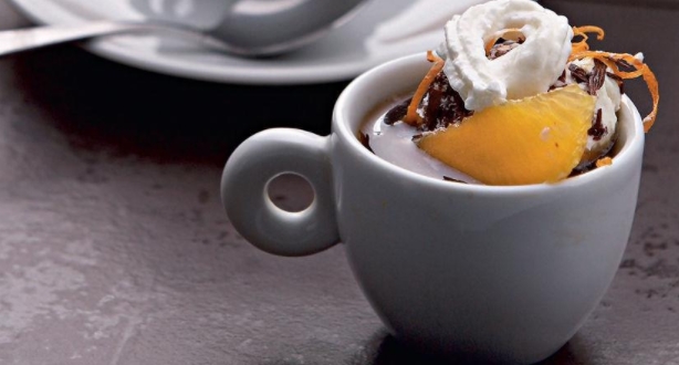 Coffee with Orange-Chocolate Ice Cream and Rum