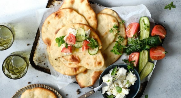 Homemade Tortillas with Vegetables and Feta Cheese