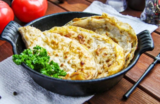 Lavash With Egg in a Pan