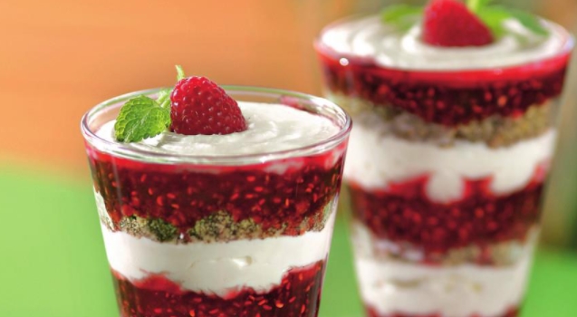 Striped Curd-Raspberry Dessert