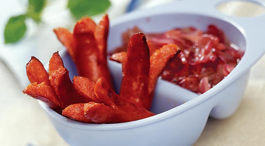 Smoked Sausages with Onion Marmalade