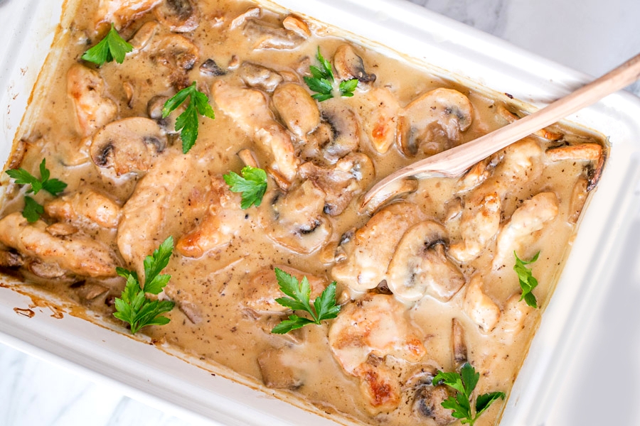 Chicken breast with mushrooms in a creamy sauce