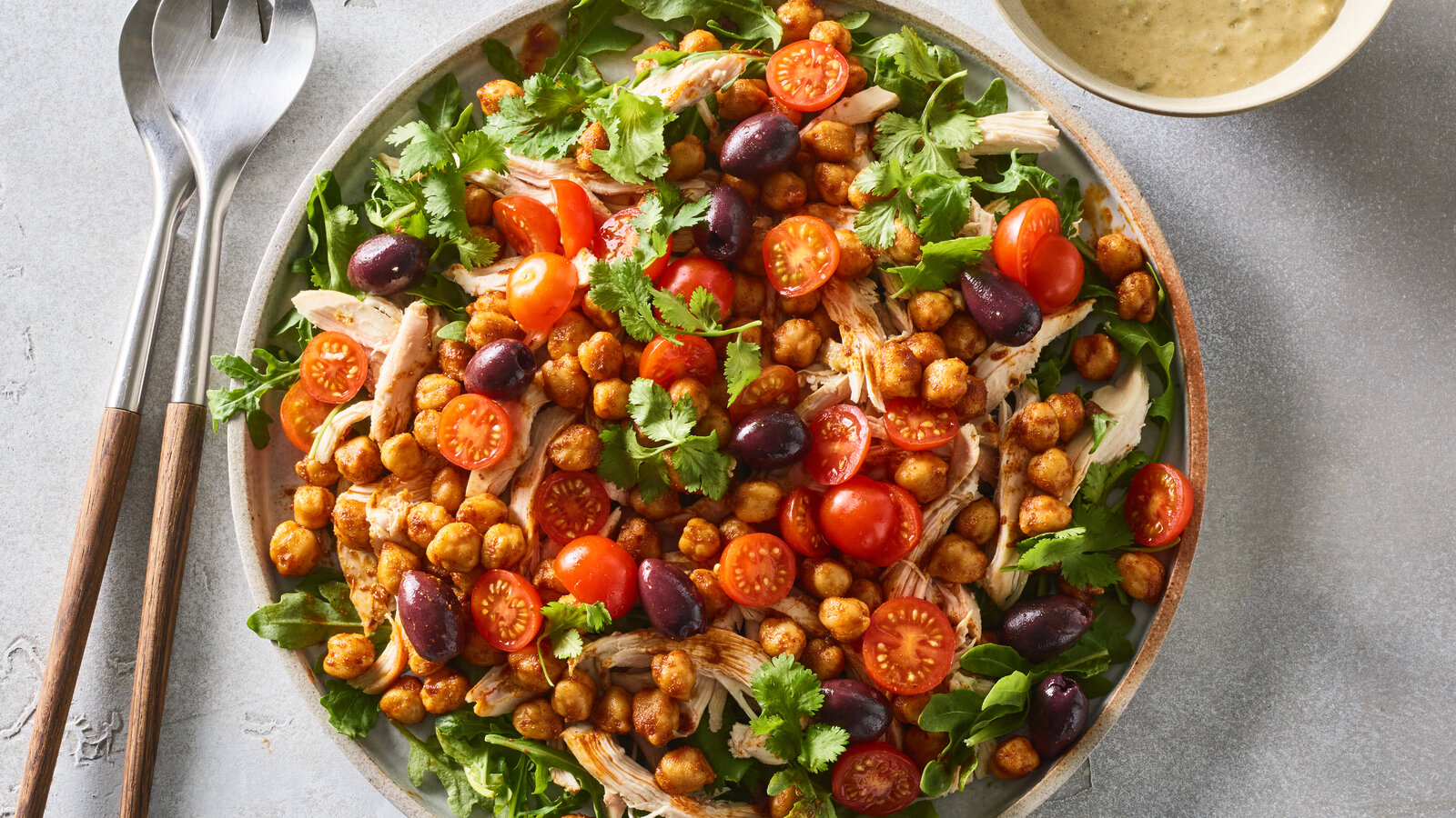 Chickpea-Chicken Salad With Green Harissa Dressing