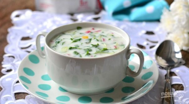 Okroshka from kefir with sorrel