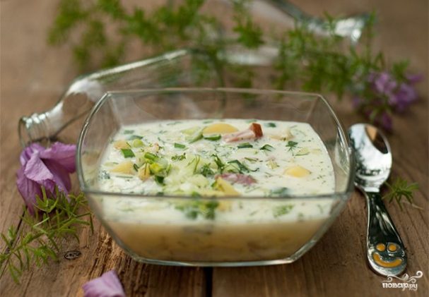 Okroshka with sour cream