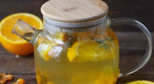 Vitamin drink with sea buckthorn and orange