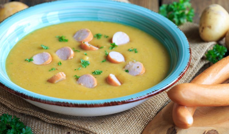 German potato soup with sausages