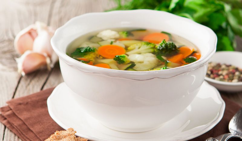 Vegetable soup with mushrooms