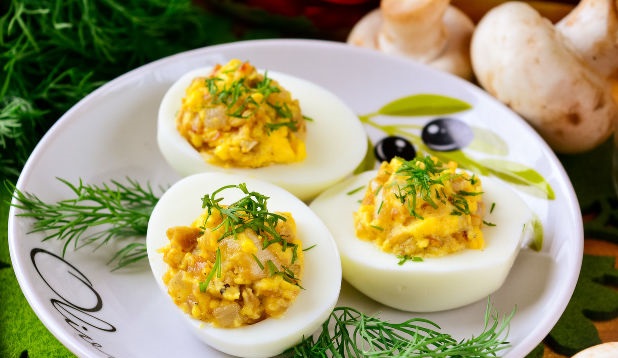 Tasty Eggs stuffed with mushrooms