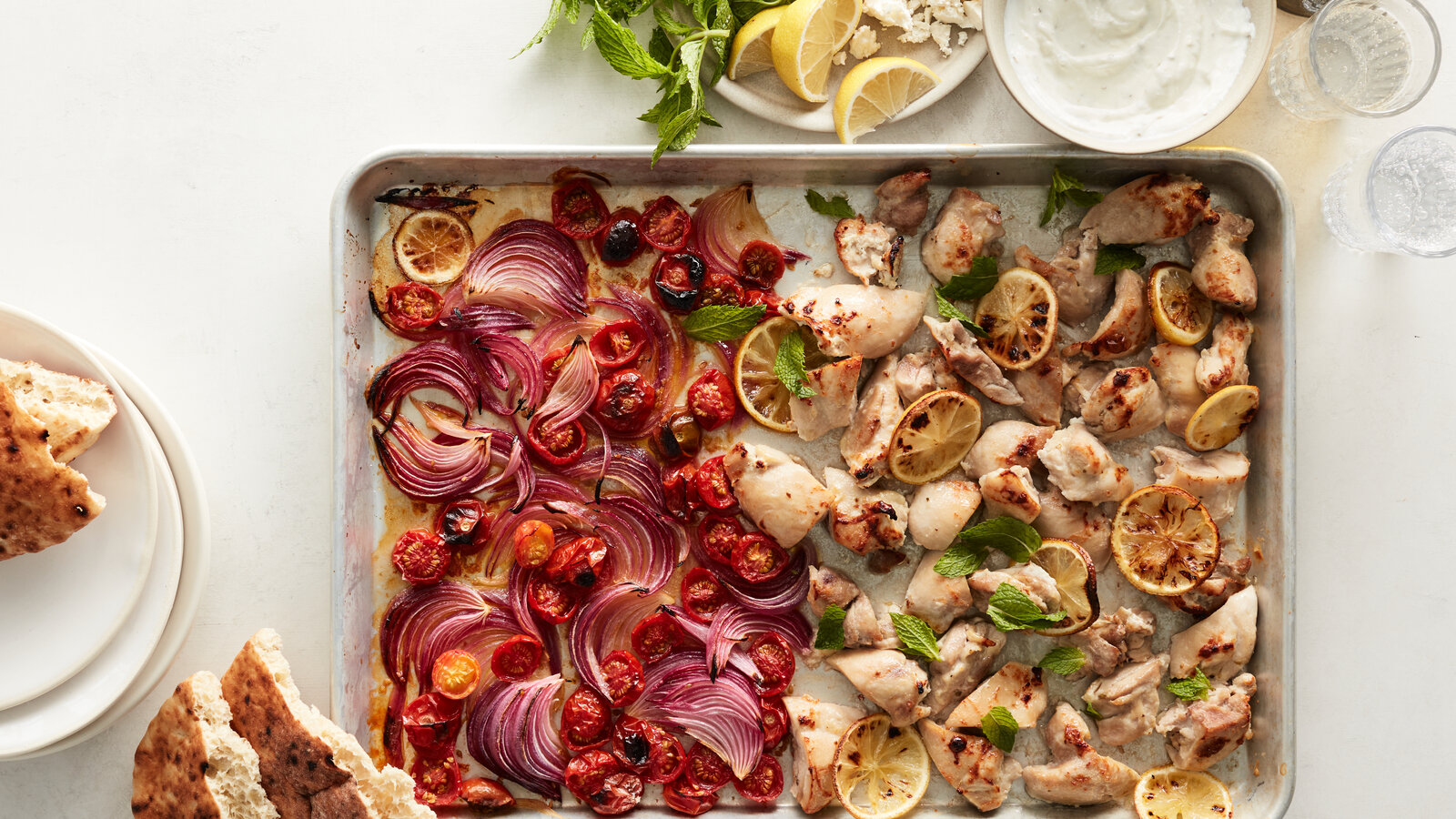 Sheet-Pan Garlicky Chicken With Blistered Tomatoes