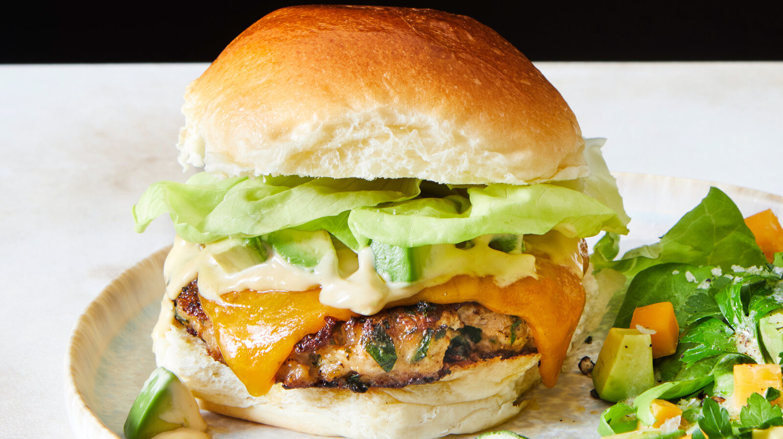 Smashed Chicken Burgers With Cheddar and Parsley