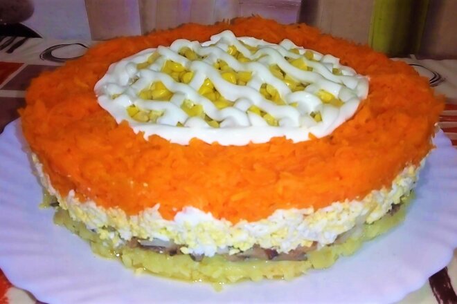 Puff Salad Spratka With Potatoes And Corn