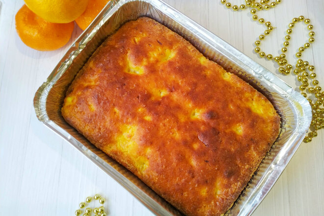 Curd Cake With Tangerines, Oatmeal And Semolina