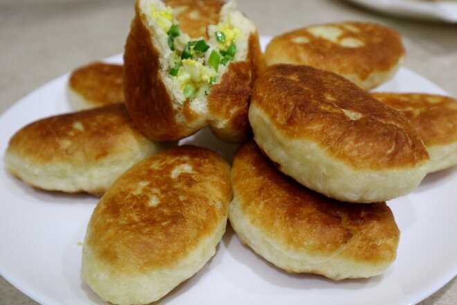 Fried Pies With Green Onions And Egg