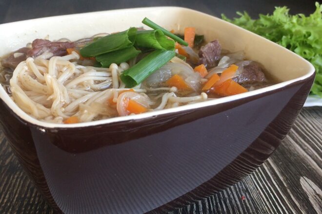 Korean Bulgogi Soup With Noodles And Beef