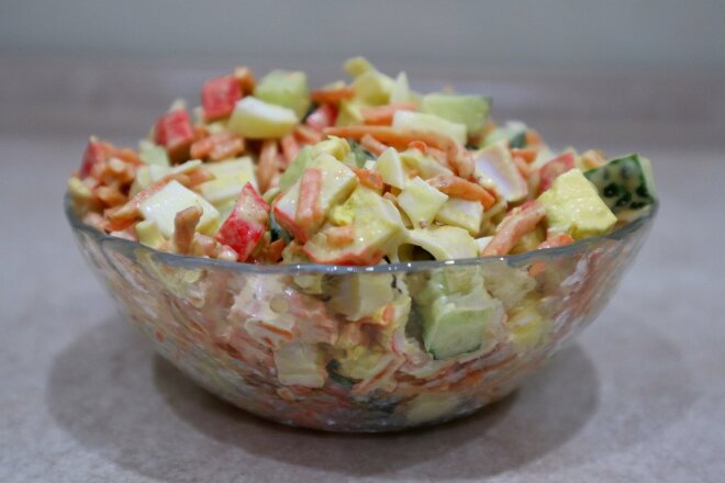 Crab Stick Salad With Korean Carrots And Cucumbers
