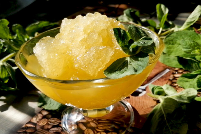 Granita With Orange And Lemon Juice, Honey And Mint
