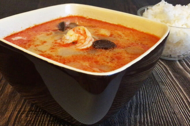 Spicy Thai Soup Tom Yam With Shrimps