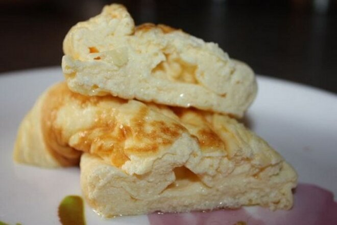Diet Omelet With Cottage Cheese In A Pan