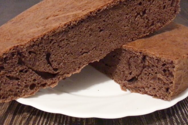 Chocolate Sponge Cake With Milk In The Oven