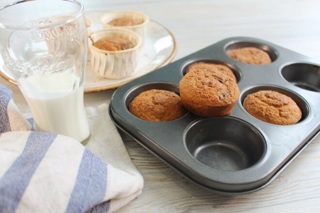 Oatmeal Muffins With Kefir With Banana And Dried Fruits