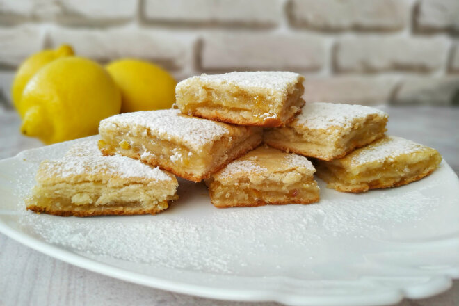 Three-Layer Lemon Tart Made From Shortcrust Yeast Dough