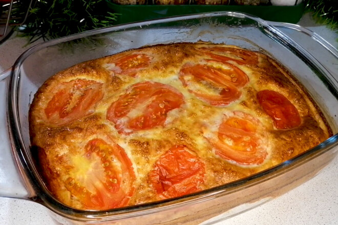 Chicken In Egg-Sour Cream Filling With Cheese