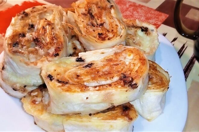 Lavash Roll With Cottage Cheese, Chocolate And Jam