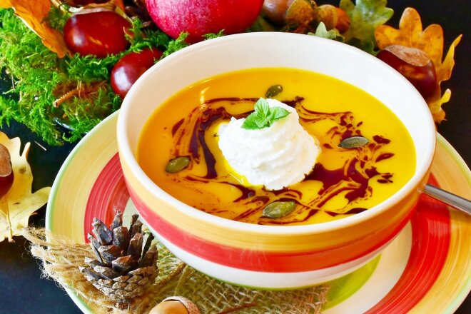 Pumpkin Cream Soup With Cream With Carrots
