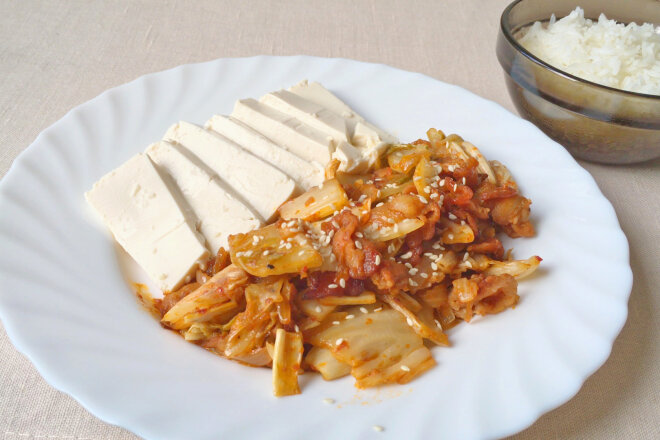 Korean Style Spicy Fried Pork Tofu Kimchi