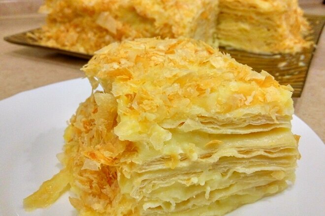 Puff Pastry Napoleon Cake With Custard