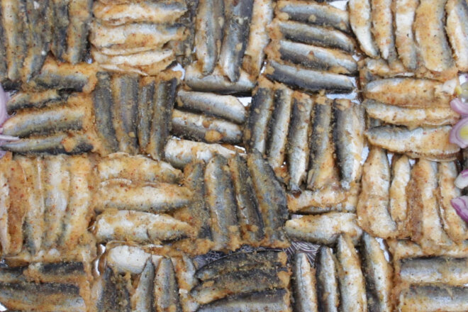 Sprat Breaded On Charcoal