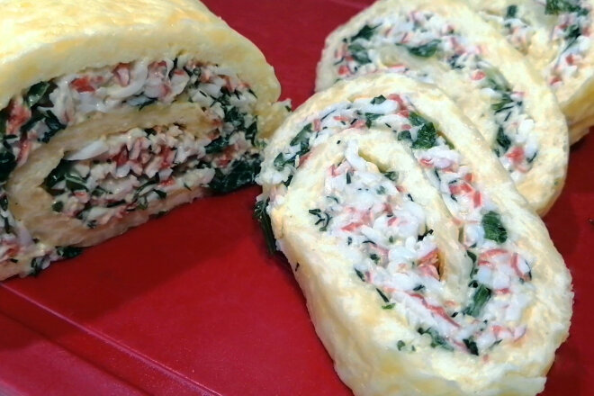 Cheese Roll With Crab Sticks, Egg And Mayonnaise