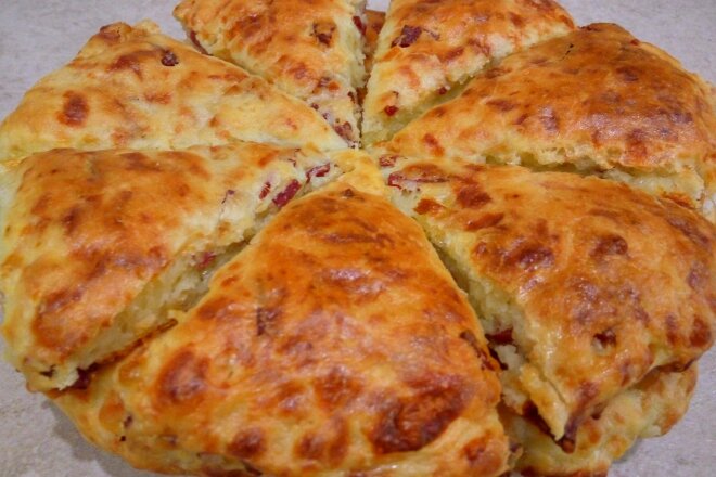Scones With Cheese And Sausage On Kefir